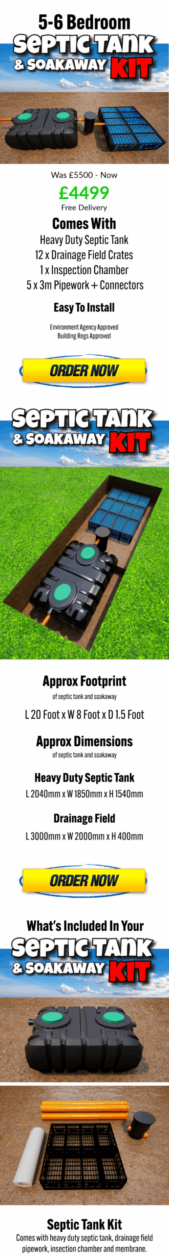 Builders Yard UK 5-6 Bedroom Septic Tank Kit with drainage crates