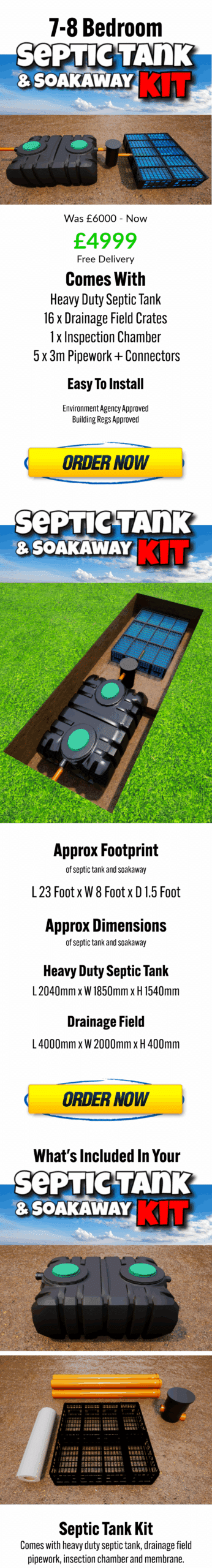 Builders Yard UK 7-8 Bedroom Septic Tank Kit with drainage crates